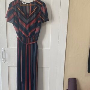 Maurices Striped Jumpsuit in Black, Red & Blue